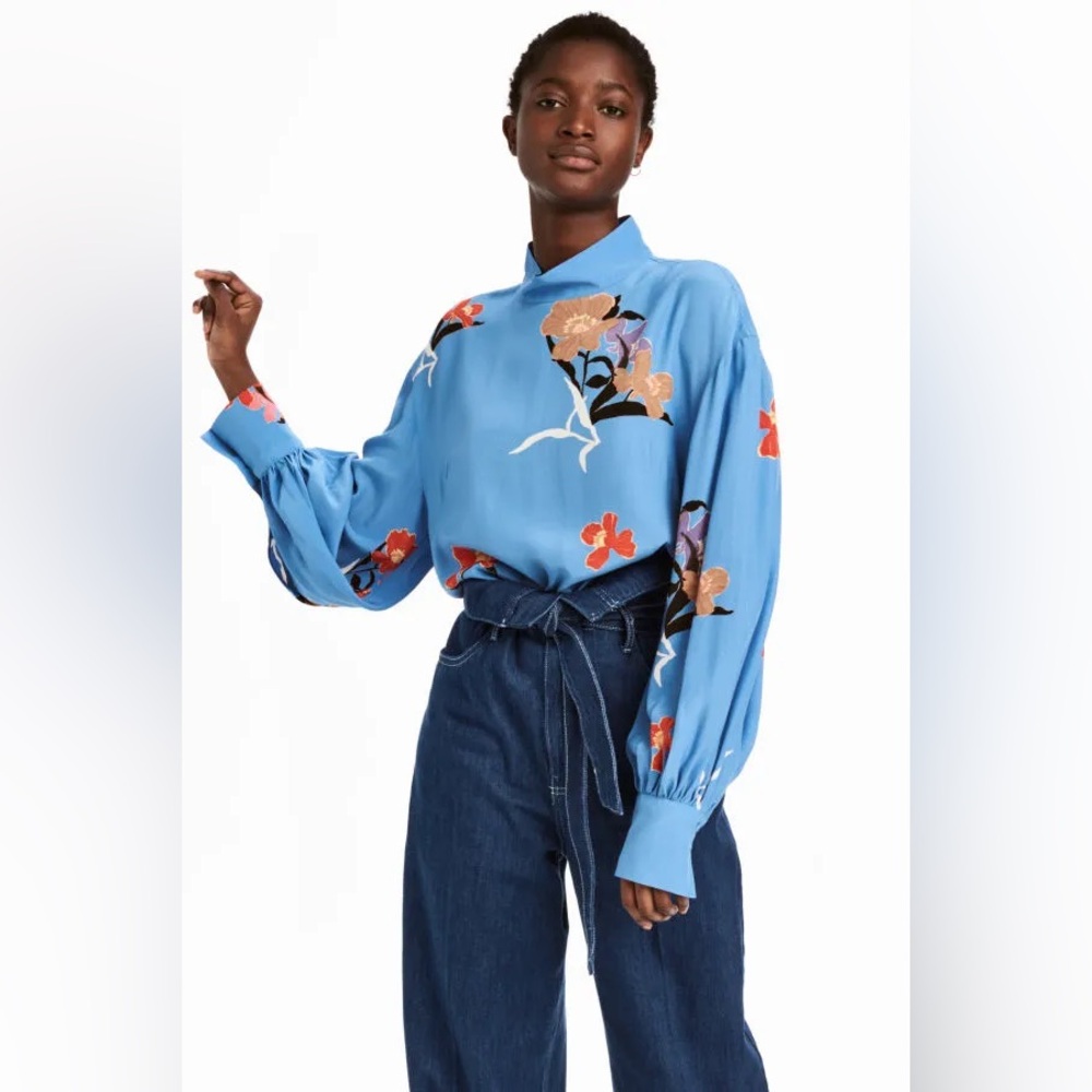 H&M Floral Blue Women's Top